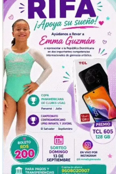 Emma Guzmán levantará en julio y septiembre el orgullo gimnástico dominicano en Panamá y El Salvador