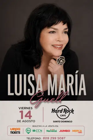 Luisa María Güell ofrecerá concierto el 14 de agosto en Hard Rock Café Santo Domingo